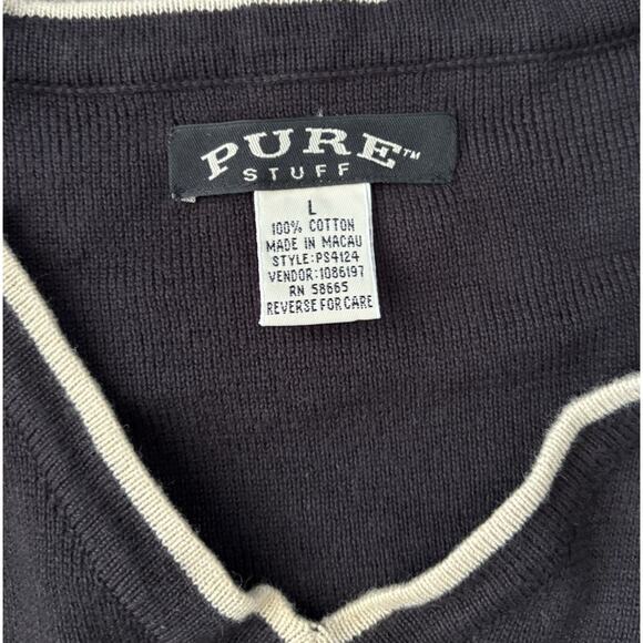 Vintage Preppy Golf Y2K 90s Cotton Striped Vest Mens Large 100% Cotton - Picture 3 of 3